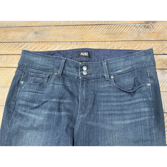 Paige Hidden Hills Boot Dark Wash and Stitch Blue Jeans Sz 33 Petite Inseam 29" - Picture 3 of 14
